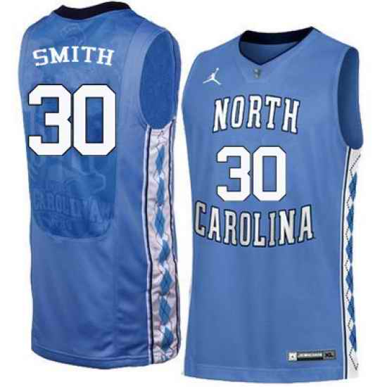 Men 30 K.J. Smith North Carolina Tar Heels College Basketball Jerseys Blue